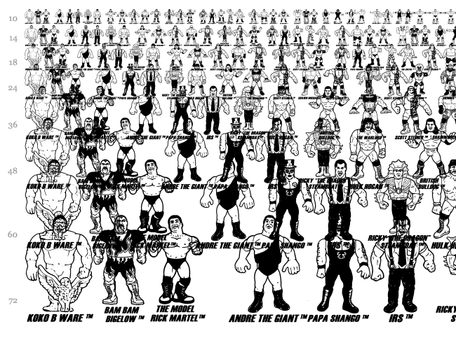 Retro Hasbro WWF Figures font waterfall